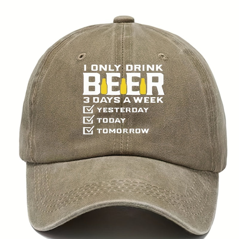 Retro Washed Letter Printed Baseball Cap Adjustable Sun Protection Peaked Cap