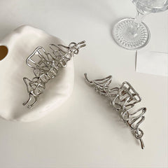 Large Metal Hair Claw Clips Nonslip Silvery Hair Clamps
