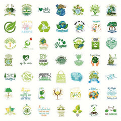 50pcs Green Eco Stickers Waterproof Window Wall Laptop