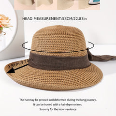 Vintage Rolled Brim Sun Hat Straw Fedora Summer Outdoor Beach Hats