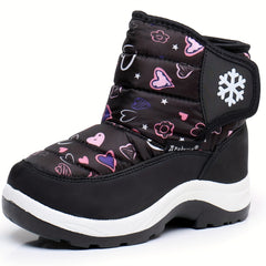 Boy's Snow Boots High Top Plush Cozy Warm Non slip Hiking Shoes