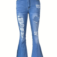 Casual Washed Split Long Pants Flared Jeans Women's Denim