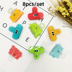 8pcs Transparent Acrylic Storage Clips for Office Stationery and Bookmarks