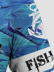 Fish And Anchor Print Hoodies For Men Graphic Hoodie