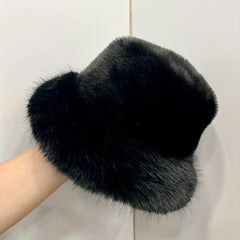 Women's Winter Faux Fur Bucket Hat - Windproof & Warm