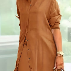 Women's Button Up Long Sleeve Shirt Dress