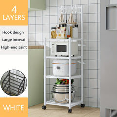 4-Layer Kitchen Shelf with Pulley and Hook, Pot Storage Rack