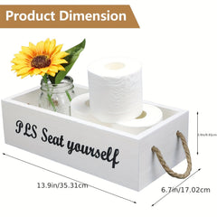Wooden Box Rustic Toilet Paper Storage Tissue Paper Holder Desk Organizer