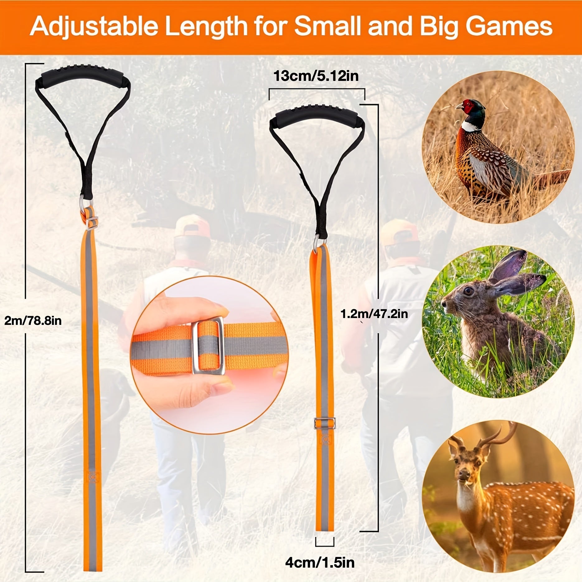 Adjustable Deer Drag Strap w/ Reflective Stripe & Strong Handle