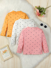 Kid's Mock Neck Long Sleeve Top Heart Allover Print Shirt