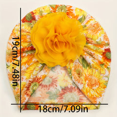 Chiffon Double Floral Baby Headscarf For 0-3 Years