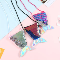 Sequin Mermaid Tail Lanyard Coin Purse Crossbody Bag Gift