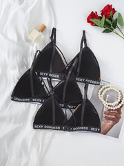 Letter Print Wireless Bras Leopard Bra Women's Lingerie