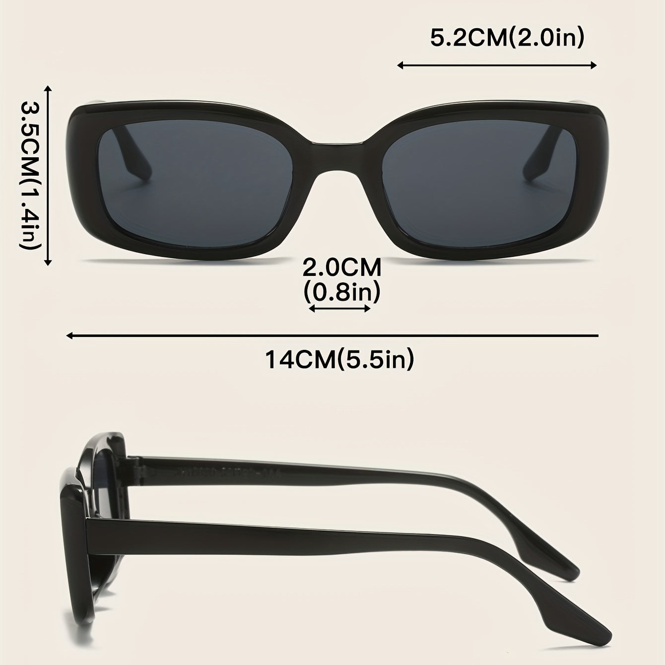 Y2K Rectangle Sunglasses UV400 Anti Glare for Men Women
