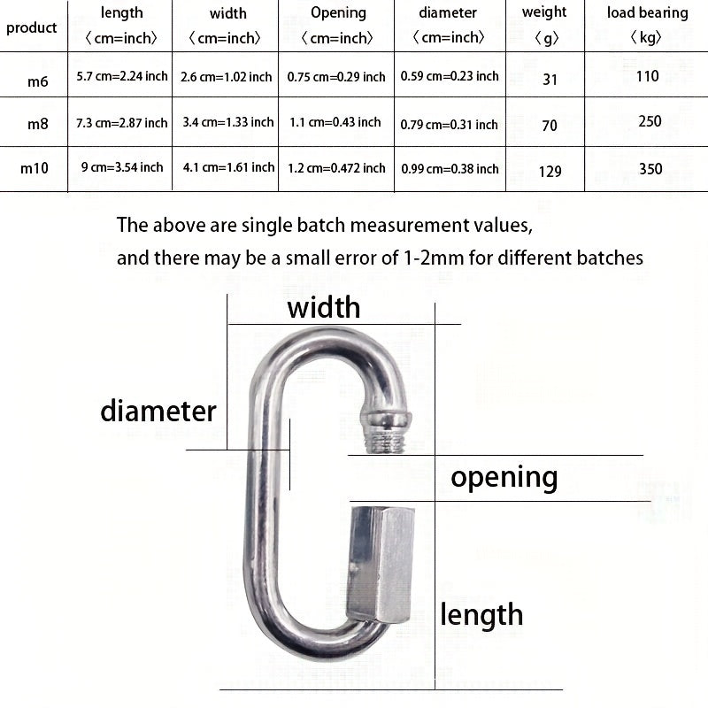 6pcs Metal Lock Buckle Safety Hanging Buckle for Camping Hiking Travel