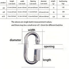 6pcs Metal Lock Buckle Safety Hanging Buckle for Camping Hiking Travel