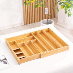 Adjustable Bamboo Silverware Organizer Drawer Dividers Expandable Cutlery Holder