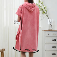 Strawberry Embroidery Bathrobe Quick Drying Absorbent Wrap Towel With Hood