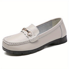 Women's Rhinestone Buckle Flat Loafers Slip On Shoes