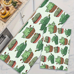 Cactus Pattern Rug Small Potted Plant Print Carpet Machine Washable Mat