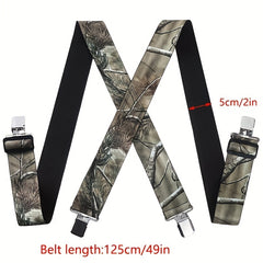 Men's Four Clip Strap Suspenders Printed Branch