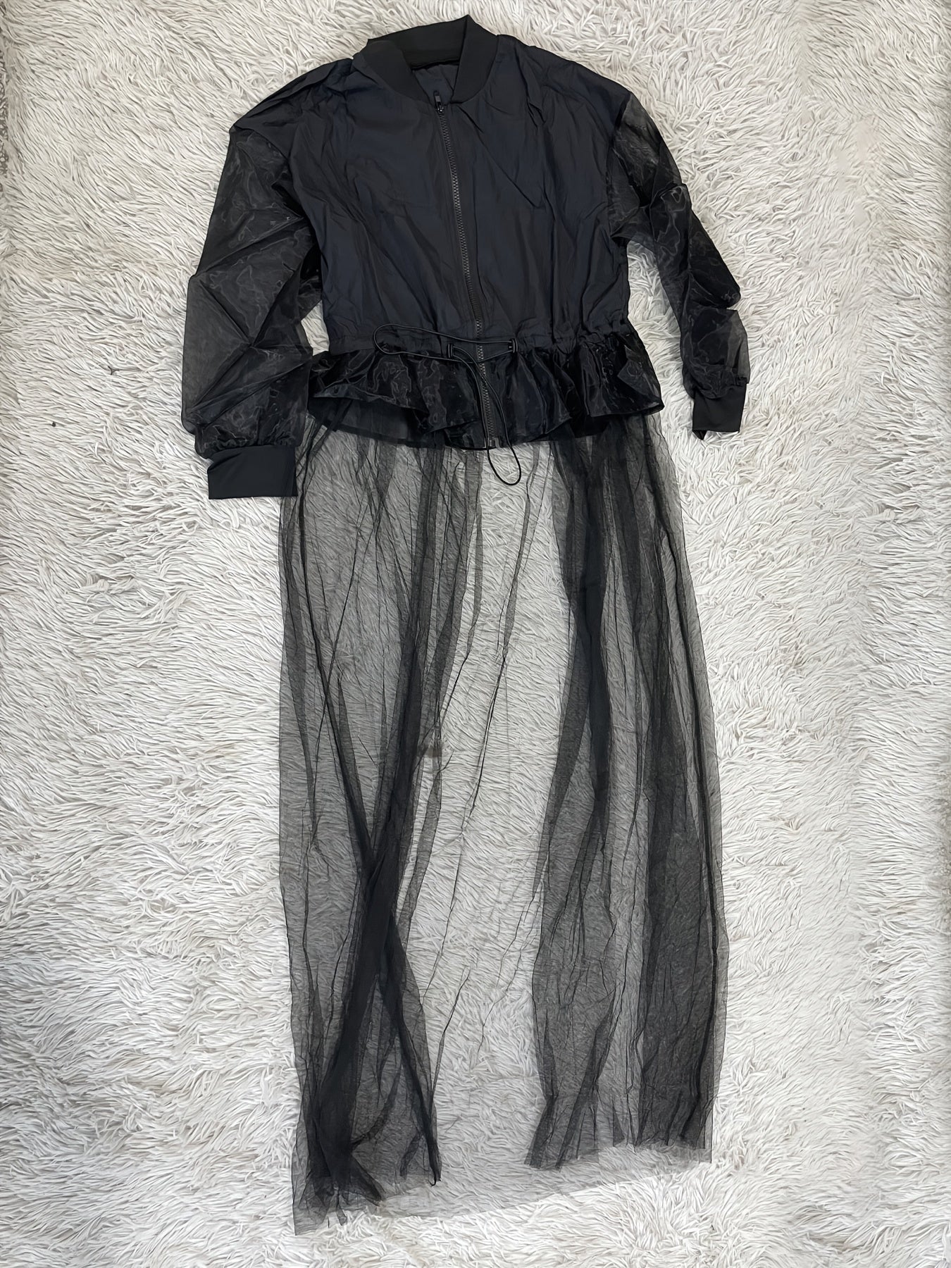 Solid Zip Up Irregular Jacket Running Long Sleeve Outerwear