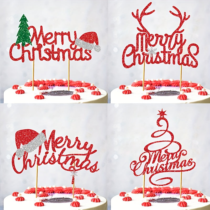 Merry Christmas Cake Insert Santa Hat Theme Cake Decoration