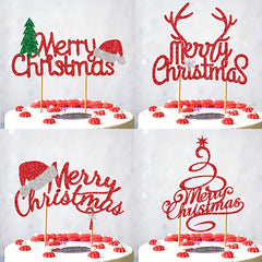 Merry Christmas Cake Insert Santa Hat Theme Cake Decoration