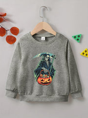 Halloween Party Skeleton Sweatshirt Boys Casual Crew Neck Tops Kids Clothing