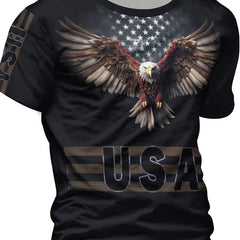 Stylish Eagle & Letter 3D Print Men's Graphic T-shirt Short Sleeve Pullover
