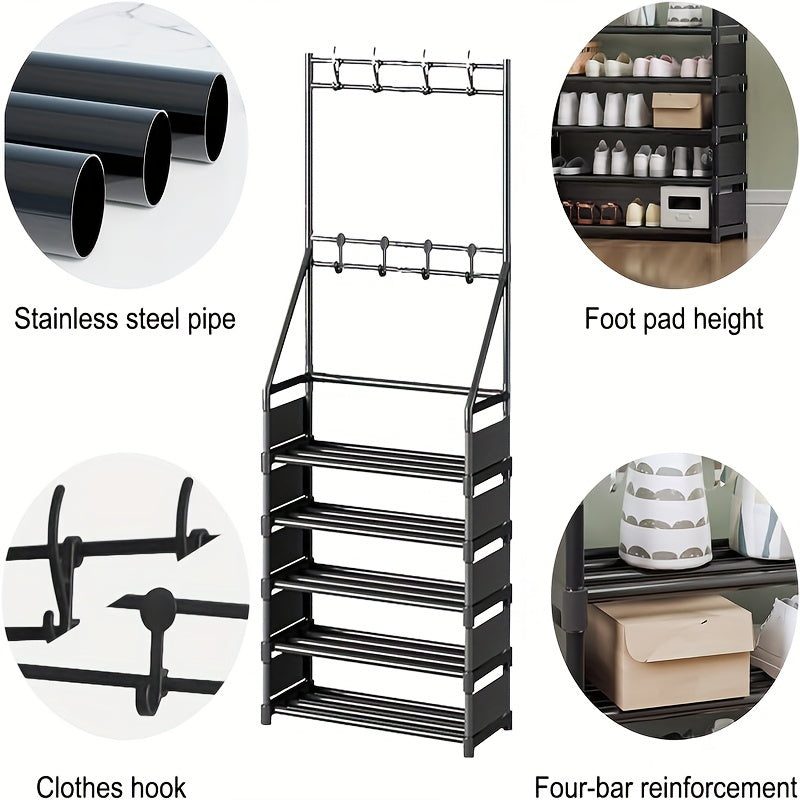 8-Hook Shoe Rack for Living Room Bathroom Hallway
