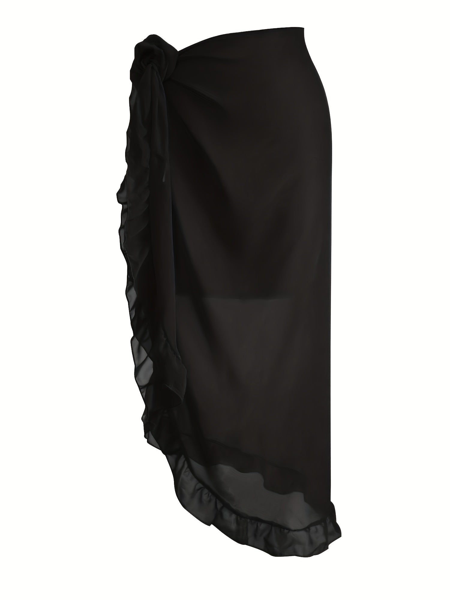Ruffle Trim Knot Front Skirt Casual Beach Wear Skirt