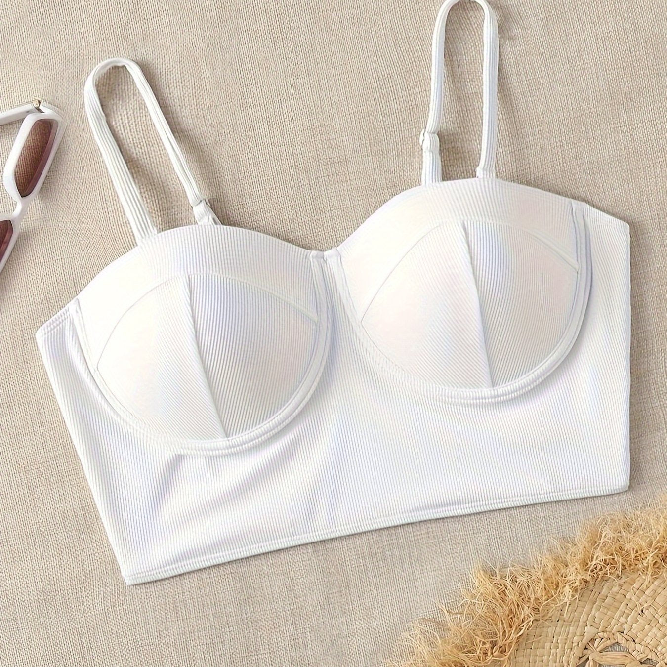 Ribbed Backless Stretch Bikini Top
