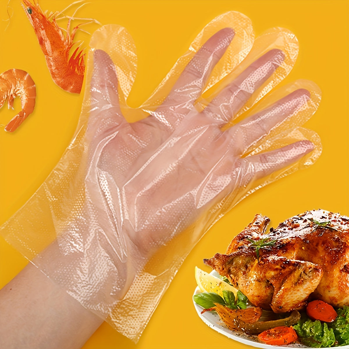 100pcs Plastic Disposable Gloves for Cleaning Beauty Salons Hair Dyeing