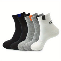 Men's Solid Crew Socks Soft Breathable Casual Socks for Outdoor Activities
