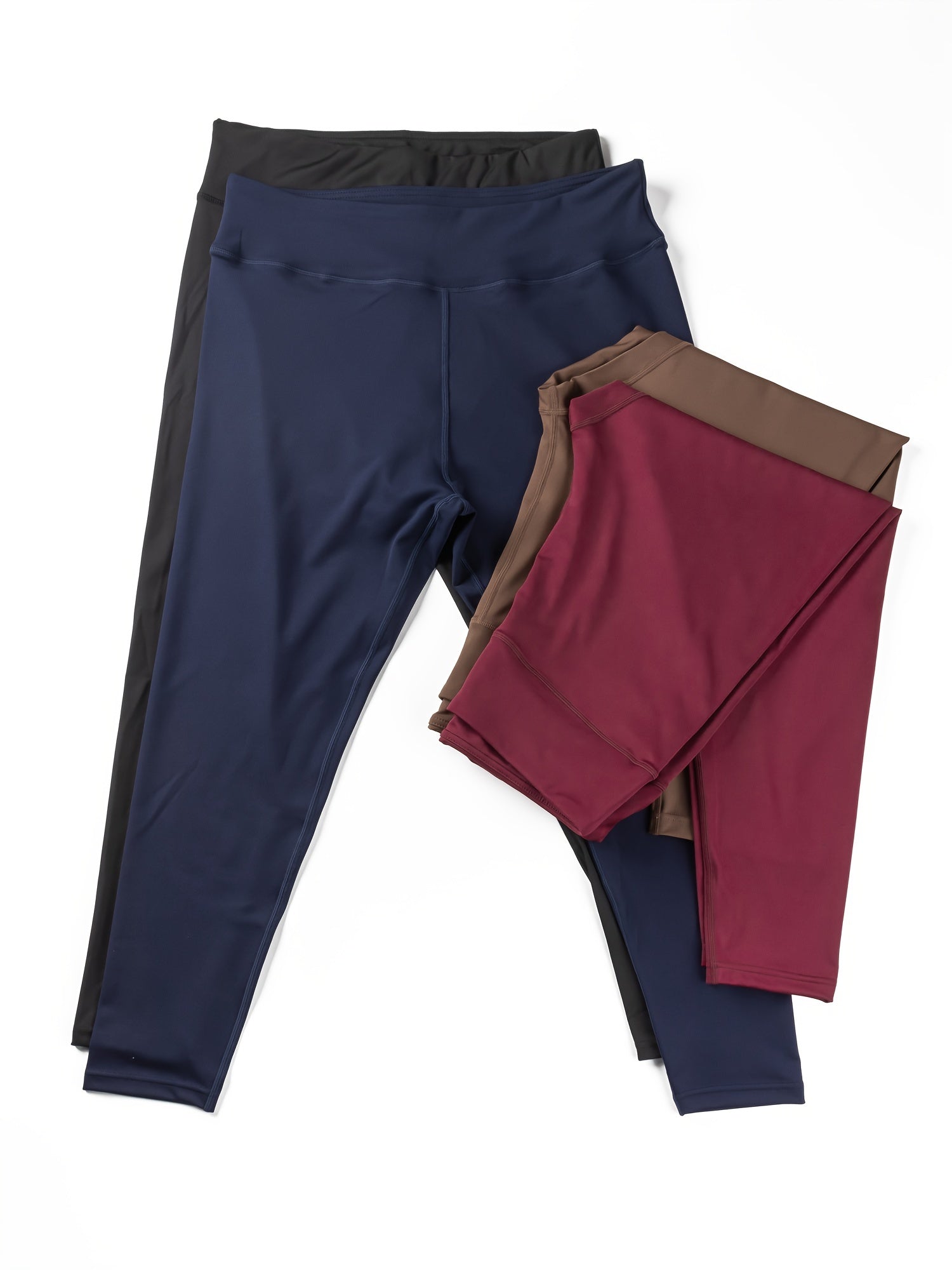 4 Pack Plus Size Sports Leggings Set High Waist Tummy Control Yoga Pants