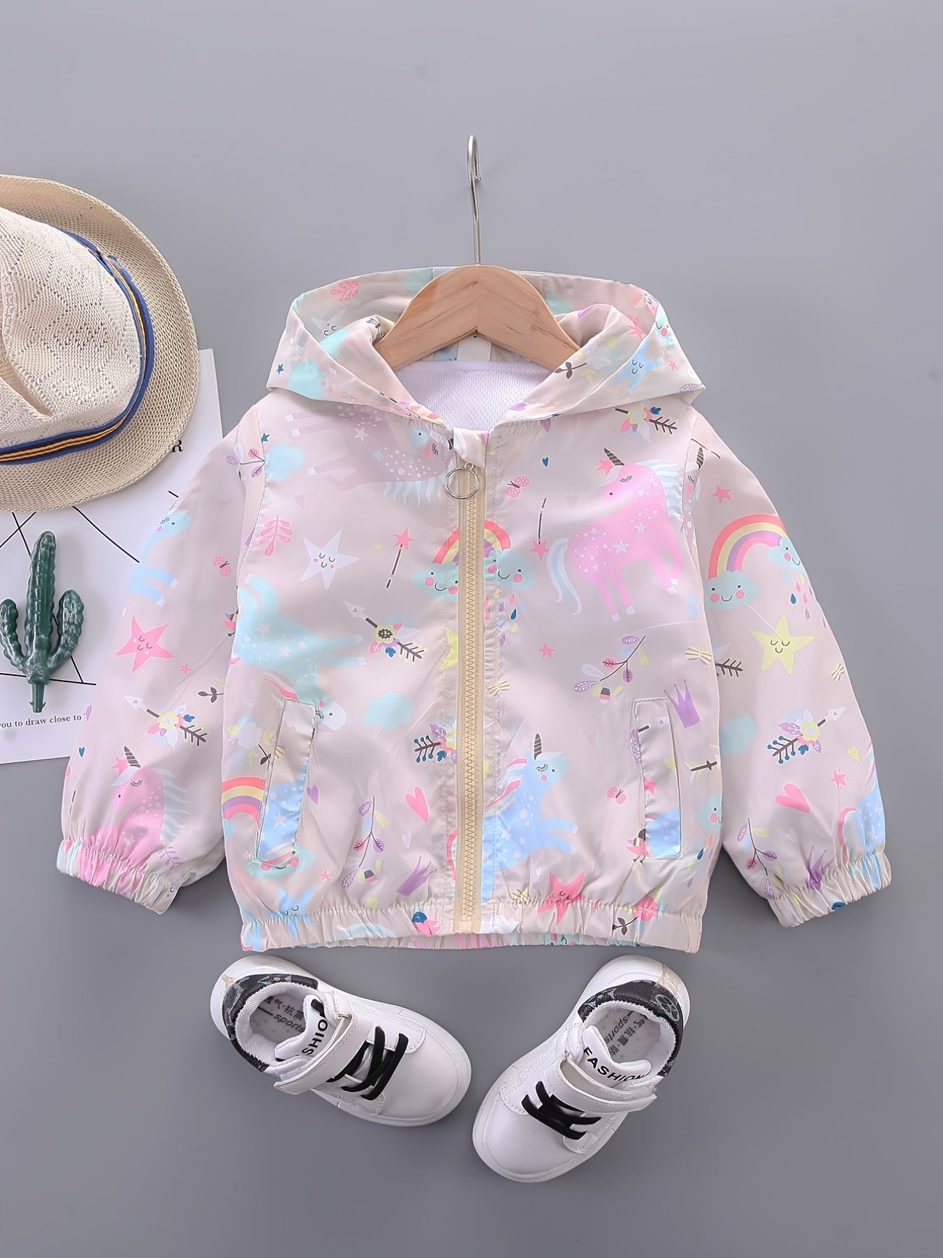 Girls' Mouse Cartoon Hoodie Jacket Zipper Up Casual Windbreaker