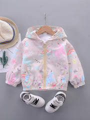 Girls' Mouse Cartoon Hoodie Jacket Zipper Up Casual Windbreaker