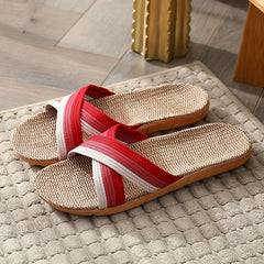 Women's Cross Strap Flat Slides Casual Slip On Beach Shoes