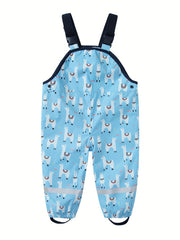 Cartoon Animal Print Rain Overalls for Girls