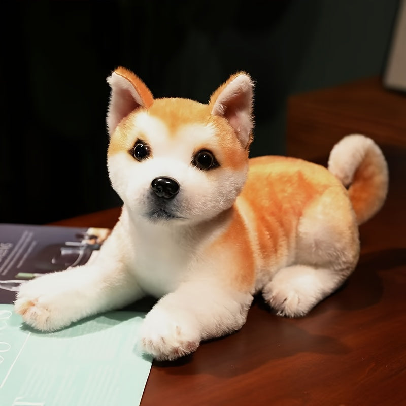 Realistic Shiba Inu Plush Toy - Natural Brown, Lying Pose - Family Party Gift