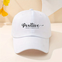 Positive Print Casual Baseball Cap Hat Candy Washed Couple Hat