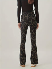 Plaid Print High Rise Fitness Flared Leg Trousers