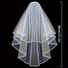 Double Layer Tulle Bridal Veil with Tie