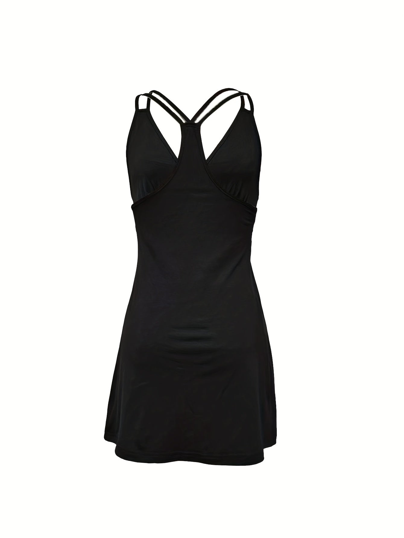 Solid V Neck Ruched Dress Sexy Spaghetti Strap