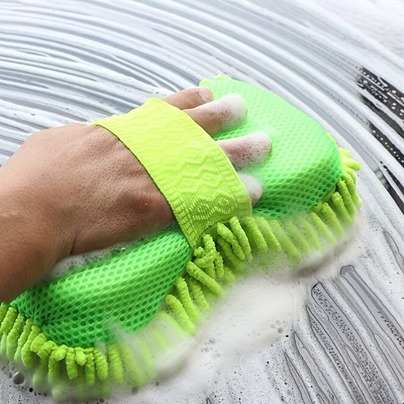 Car Wash Mitt Microfiber Sponge Drying Towel Green