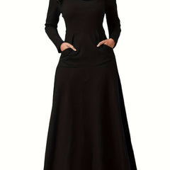 Turtleneck Maxi Dress Long Sleeve With Pockets
