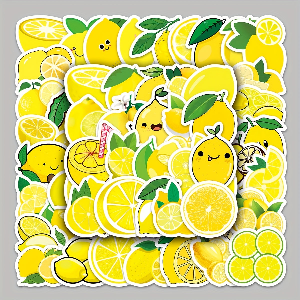 50pcs Lemon Fruit Stickers Waterproof Luggage Skateboard Tablet Decor