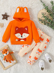 Baby Boys Fox Cartoon Hoodie & Pants Set