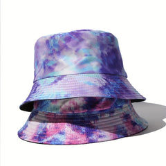 Tie Dye Printed UV Protection Bucket Hat for Outdoor Activities